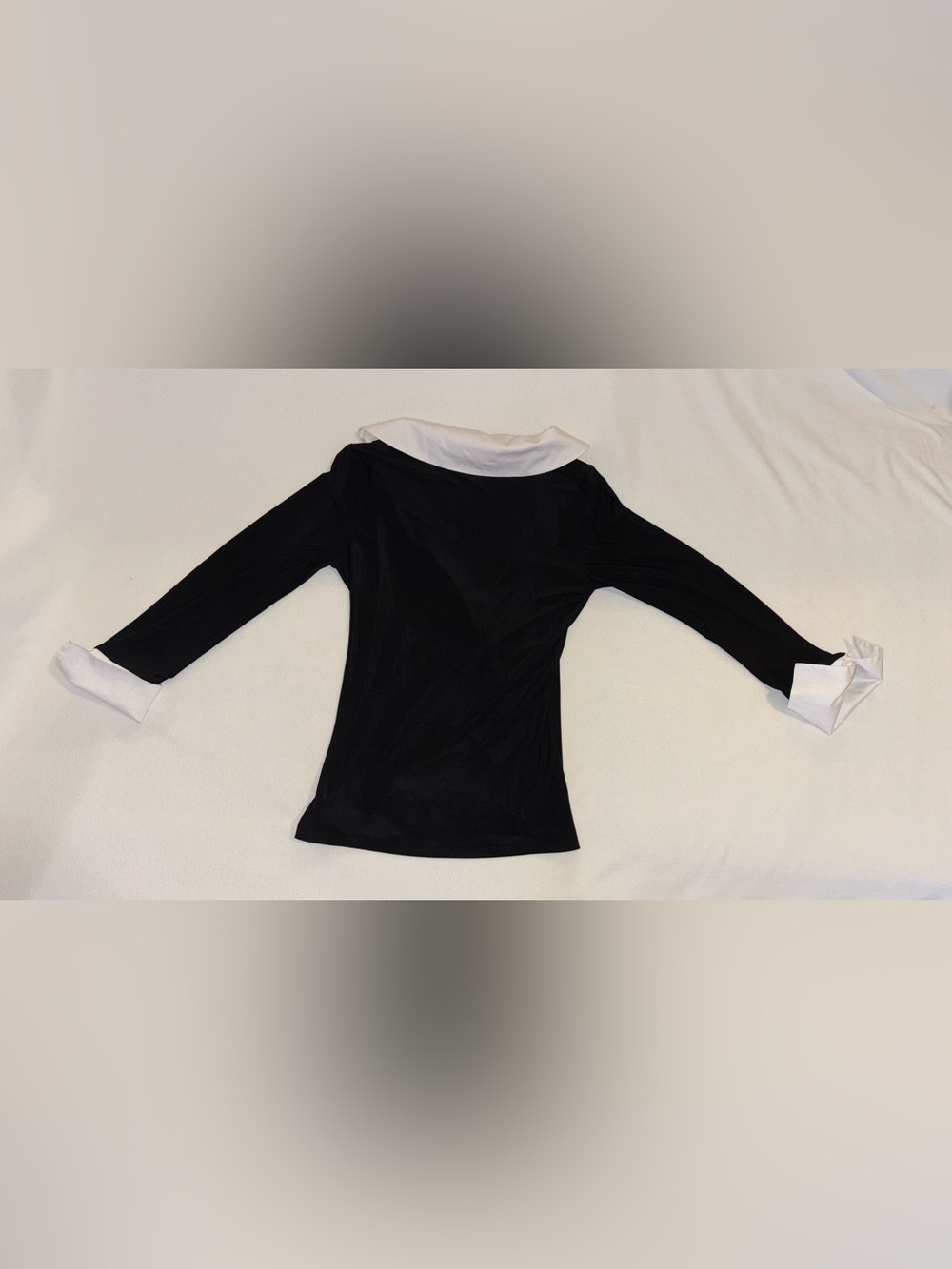 WHBM Black White Ruffle Wrap Top Womens L Y2K Preppy Vintage Inspired - Picture 6 of 6